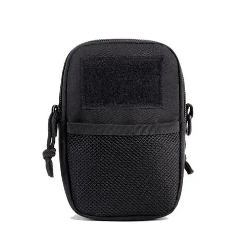 Compact Black MOLLE Tactical Pouch with Customizable Logo